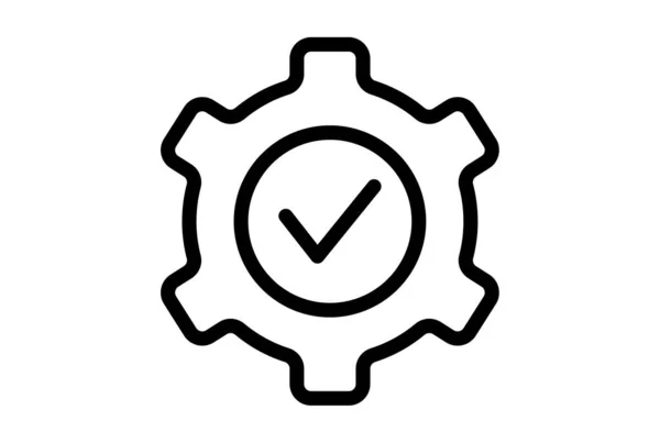 Проверьте Колеса Черной Линии Значок Галочки Веб Символ Минималистский Знак — стоковое фото