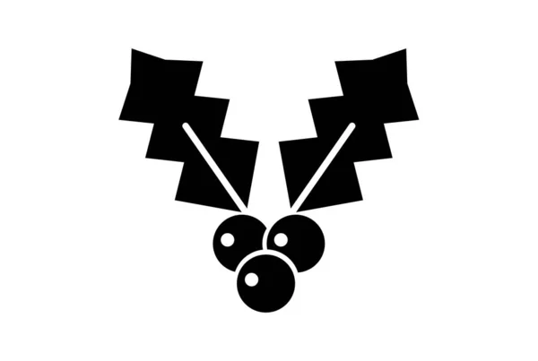 Холлі Різдвяна Ікона Чорний Плоский Різдвяний Символ Мистецтво Мінімалістичний Знак — стокове фото