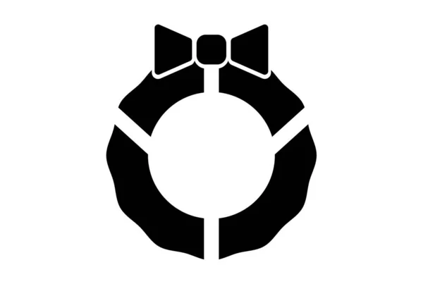 Wreath Christmas Icon Black Flat Xmas Symbol Art Minimalist Sign — Stock Photo, Image