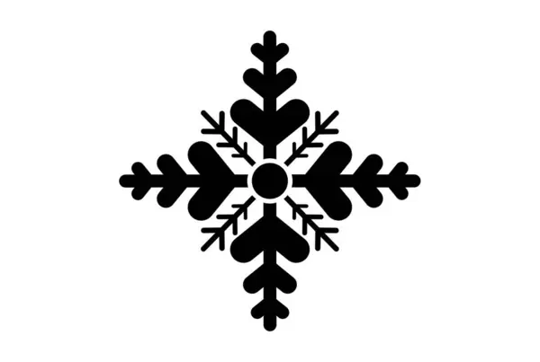 Sněhová Vločka Vánoční Ikona Černá Ploché Vánoční Symbol Umění Minimalistický — Stock fotografie