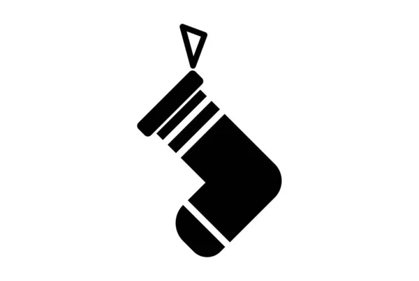 Sock Christmas Icon Black Flat Xmas Symbol Art Minimalist Sign — Stock Photo, Image