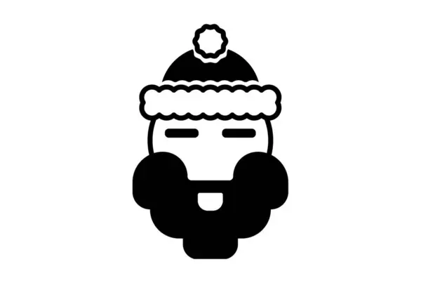 Ikon Santa Claus Christmas Black Flat Xmas Simbol Seni Minimalis — Stok Foto