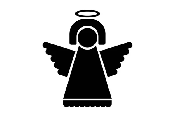 Angel Christmas Icon Black Flat Xmas Symbol Art Minimalist Sign — Stock Photo, Image