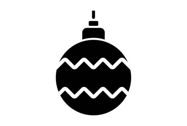 Vánoční Míč Vánoční Ikona Černý Byt Vánoční Symbol Umění Minimalistický — Stock fotografie