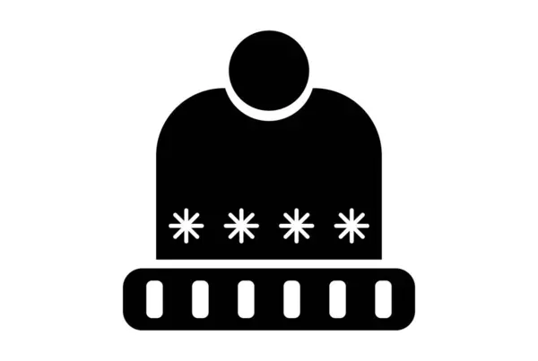 Noel Şapkası Simgesi Siyah Düz Xmas Sanat Simgesi Minimalist Tabela — Stok fotoğraf