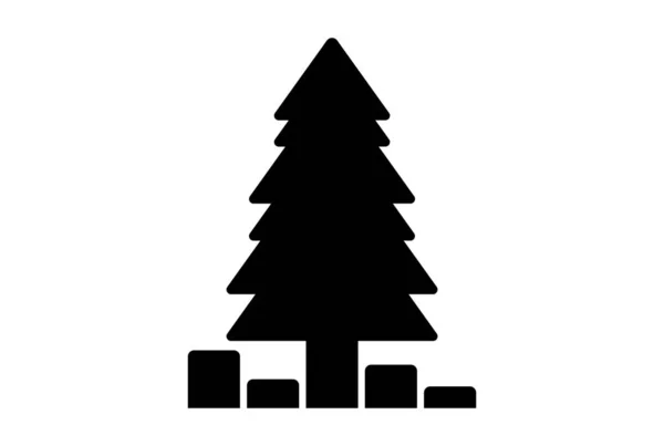 Jul Träd Jul Ikon Svart Platt Jul Symbol Konst Minimalistisk — Stockfoto