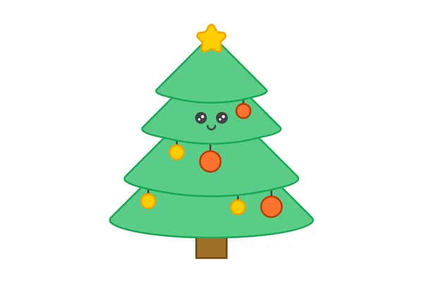 圣诞节彩绘的圣诞树图标圣诞节网页符号应用程序签名艺术品 — 图库照片