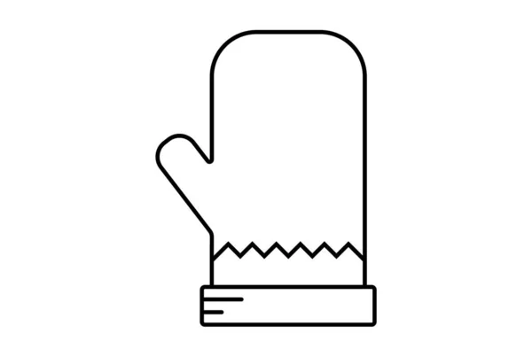 Glove Xmas Line Icon Minimalistic Symbol Art Black Flat Sign — Stock Photo, Image
