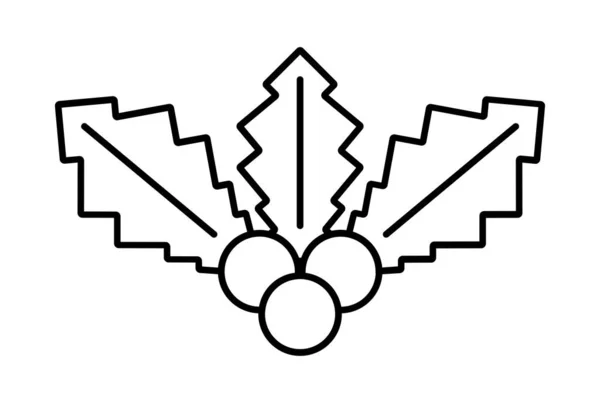 Holly Xmas Linia Ikona Minimalistyczny Symbol Sztuka Czarny Płaski Znak — Zdjęcie stockowe