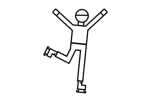 Gelo Skater Xmas Linha Ícone Minimalista Natal Símbolo Arte Preto — Fotografia de Stock