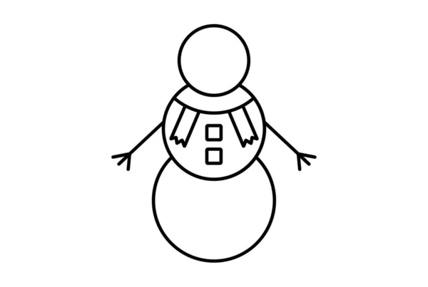 Snögubbe Xmas Linje Ikon Minimalistisk Jul Symbol Konst Svart Platt — Stockfoto
