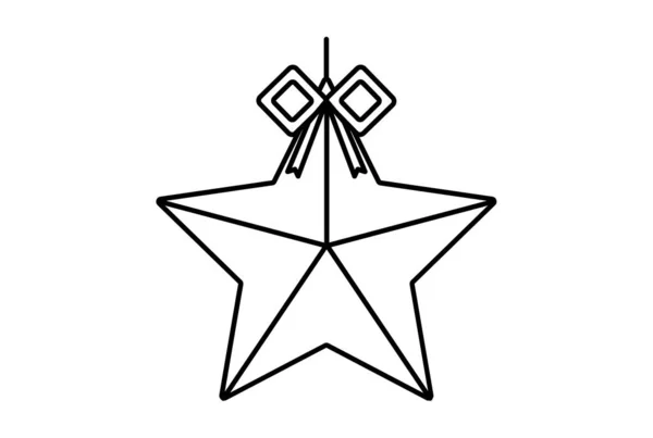 Yıldız Xmas Çizgisi Simgesi Minimalist Noel Sembolü Siyah Düz Tabela — Stok fotoğraf