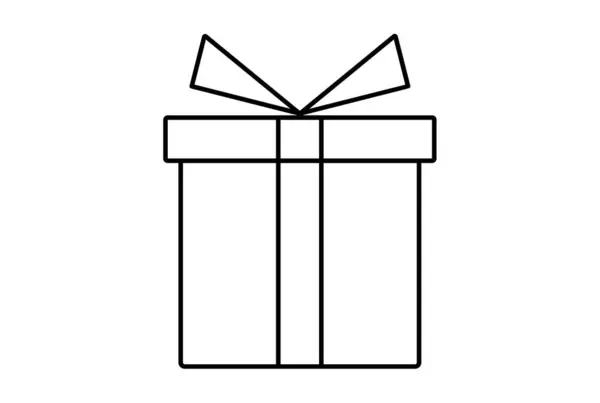 Подарунок Різдвяна Лінія Значок Мінімалістичний Різдвяний Символ Мистецтво Чорний Плоский — стокове фото