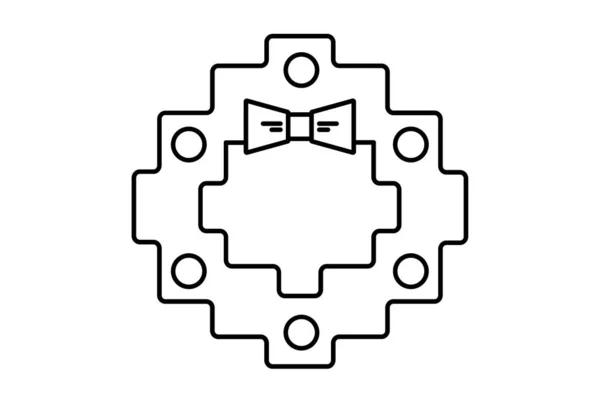 Kranz Weihnachten Linie Symbol Minimalistisches Symbol Kunst Schwarz Flache Zeichen — Stockfoto