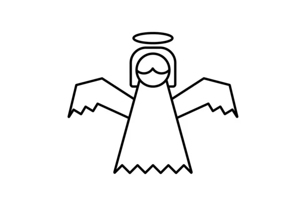 Angel Xmas Line Icon Minimalistic Christmas Symbol Art Black Flat — Stock Photo, Image