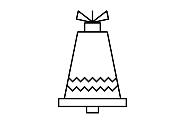 Zvonek Xmas Linka Ikona Minimalistický Vánoční Symbol Umění Černá Ploché — Stock fotografie