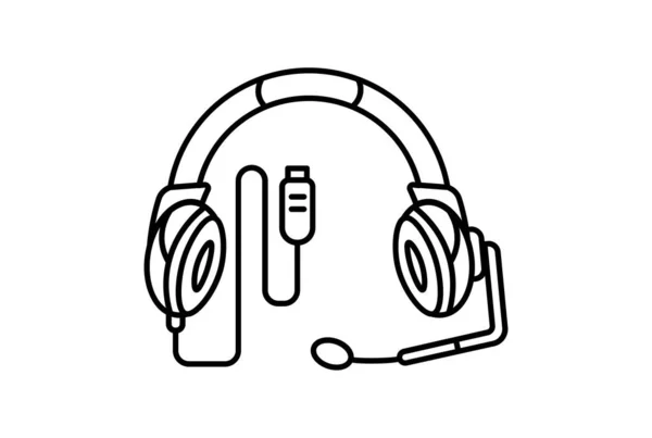 Fejhallgató Lapos Ikon Minimalista Technológia Szimbólum Hardver Jel Grafika — Stock Fotó
