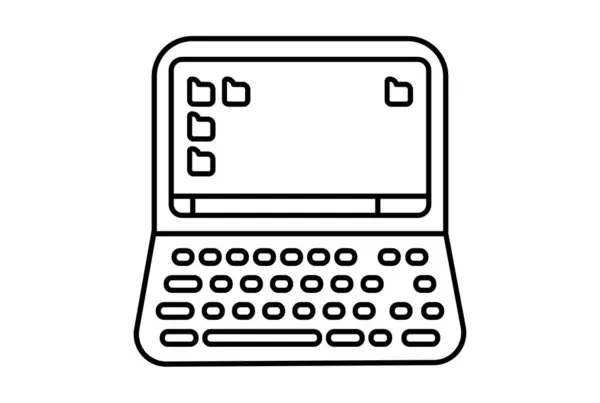 笔记本电脑平面图标简约技术符号Pc硬件签名艺术品 — 图库照片