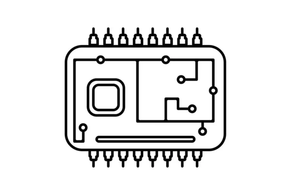 Čip Ploché Ikony Minimalistický Symbol Technologie Hardware Podepsat Umělecké Dílo — Stock fotografie