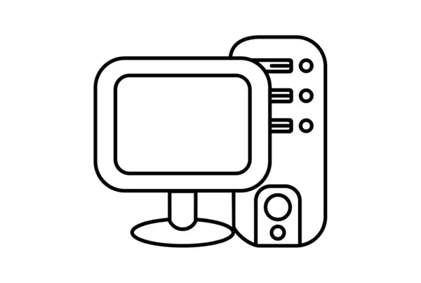 Computer Icona Piatta Tecnologia Minimalista Simbolo Hardware Segno Opere Arte — Foto Stock