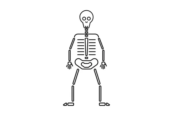 Skelet Platte Pictogram Halloween Minimalistische Lijn Symbool Zwarte Omtrek Teken — Stockfoto