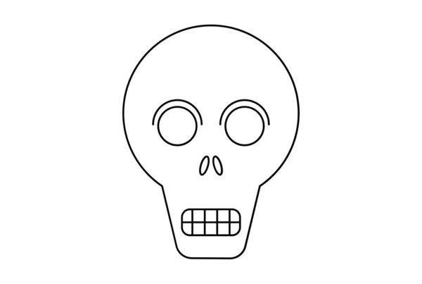 Icono Plano Del Cráneo Símbolo Línea Minimalista Halloween Contorno Negro —  Fotos de Stock