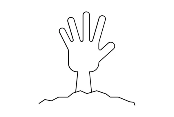 Zombie Hand Flache Ikone Halloween Minimalistische Linie Symbol Schwarze Umrisse — Stockfoto