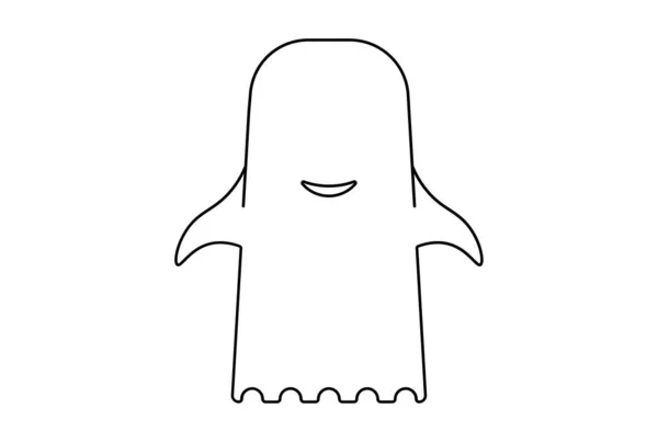 Ghost Flat Icon Halloween Minimalistic Line Symbol Black Outline Sign — Stock Photo, Image