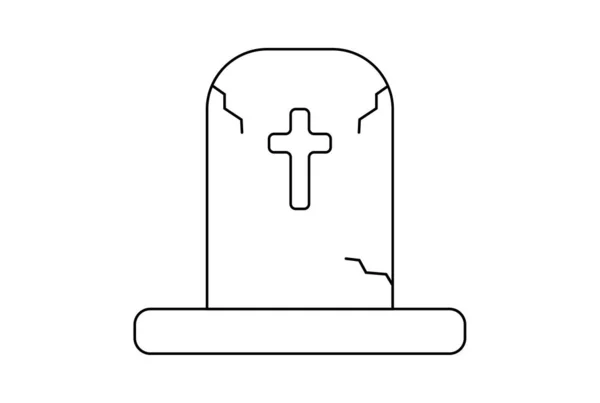 Grób Płaska Ikona Halloween Minimalistyczne Linia Symbol Czarny Zarys Znak — Zdjęcie stockowe