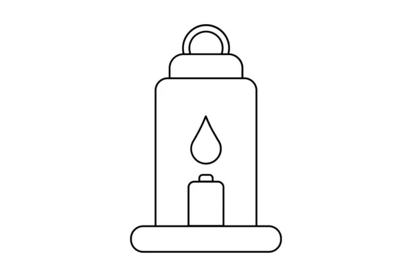 Лампа Плоска Ікона Хеллоуїн Мінімалістична Лінія Символ Чорний Контур Знак — стокове фото