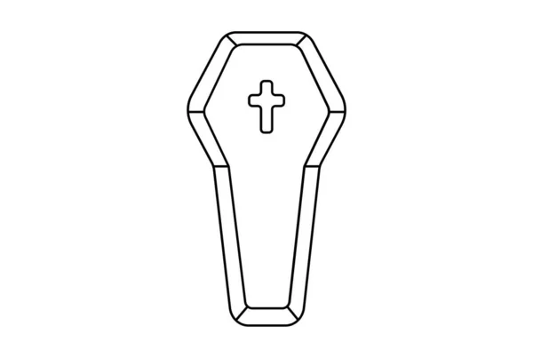 Coffin Flat Icon Halloween Minimalistic Line Symbol Black Outline Sign — Stock Photo, Image