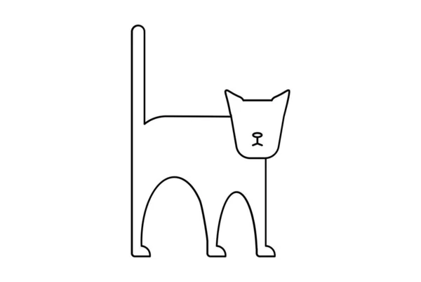Kot Płaska Ikona Halloween Minimalistyczny Linia Symbol Czarny Zarys Znak — Zdjęcie stockowe