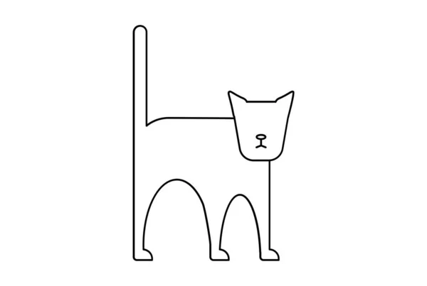 Gato Plano Icono Halloween Minimalista Línea Símbolo Negro Contorno Signo — Foto de Stock