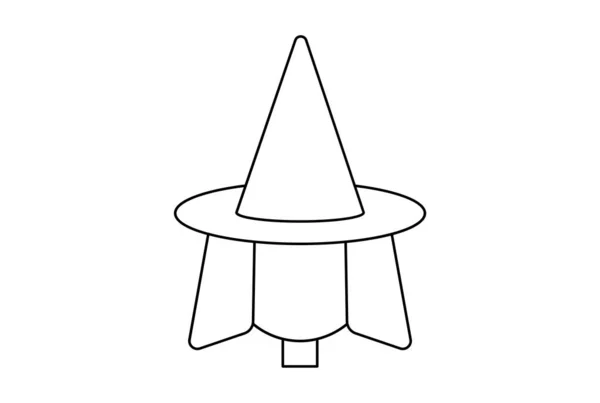 Знак Плоской Ведьмы Хэллоуин Минималистский Символ Линии Черный Очертания Знак — стоковое фото