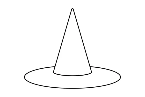 Cadı Şapkası Yassı Ikonu Cadılar Bayramı Minimalist Çizgi Sembolü Siyah — Stok fotoğraf