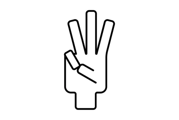 Tři Prsty Obrys Ruční Ikony Gesto Čára Symbol Webové Aplikace — Stock fotografie