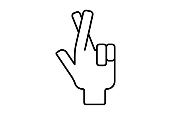 Powodzenia Ręka Ikona Gest Linii Symbol Web Aplikacja Znak — Zdjęcie stockowe