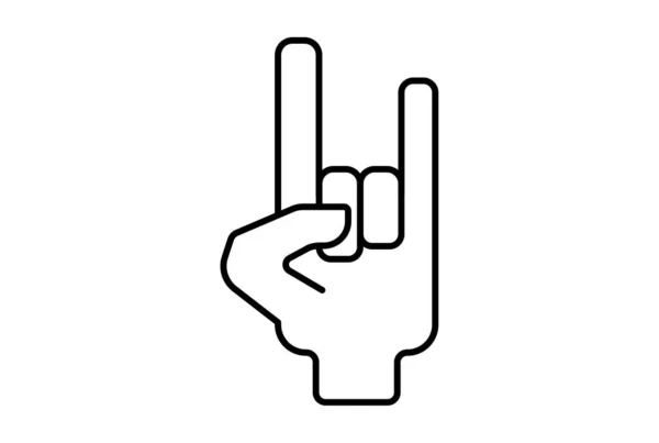 Rock Hand Symbol Geste Linie Symbol Web App Zeichen — Stockfoto