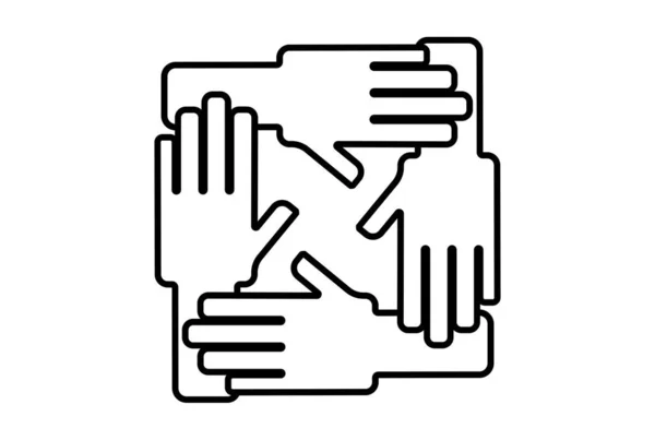 Teamwork Hand Icon Gesture Line Symbol Web App Sign — Stock Photo, Image