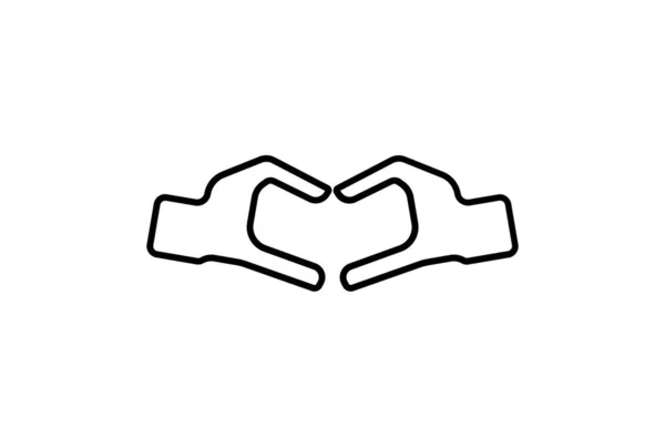 Χέρι Καρδιά Σύμβολο Χειρονομία Γραμμή Σύμβολο Web App Σημάδι — Φωτογραφία Αρχείου
