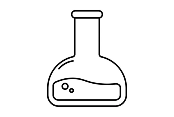 Flask Line Flat Icon Black Science Outline Symbol App Web — Stock Photo, Image