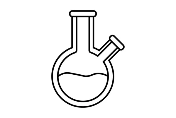 Flask Química Linha Plana Ícone Ciência Preto Esboço Símbolo Aplicativo — Fotografia de Stock
