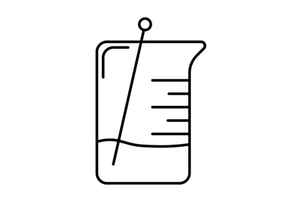 Beaker Line Flat Icon Black Science Outline Symbol App Web — стоковое фото
