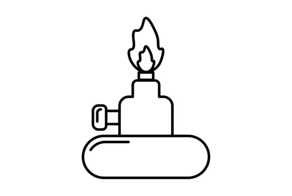燃烧器行平面图标黑色科学轮廓符号符号应用程序Web符号 — 图库照片
