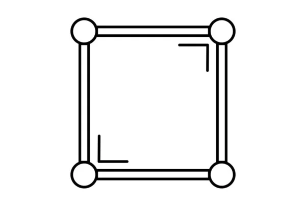 Kwadratowa Linia Płaska Ikona Czarny Nauka Zarys Symbol Aplikacji Znak — Zdjęcie stockowe