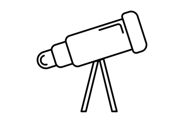 Telescoop Lijn Plat Pictogram Zwart Wetenschap Overzicht Symbool App Webteken — Stockfoto
