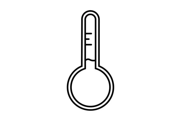 Thermometer Line Flat Icon Black Science Outline Symbol App Web — Stock Photo, Image