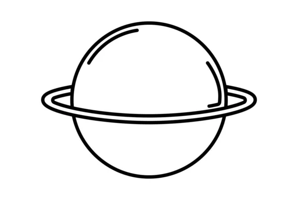 Planet Line Flat Icon Black Science Outline Symbol App Web — Stock Photo, Image