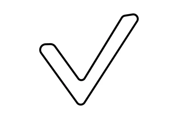 Tick Flat Icon Minimalistic Line Shape Symbol Black Sign Artwork — Stock Photo, Image