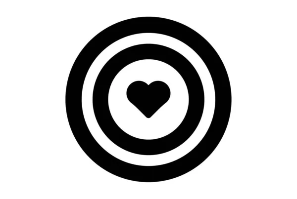 Цель Плоская Икона День Святого Валентина Символ Черный Знак Знака — стоковое фото